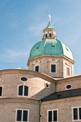 The facade of famous Salzburg cathedral on a sunny day, Austria