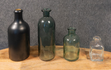 Still life with glass bottles