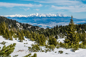 High Tatras from Low Tatras mountains, Slovakia, hiking theme