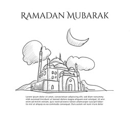 Illustration Ramadan Kareem for background and icon