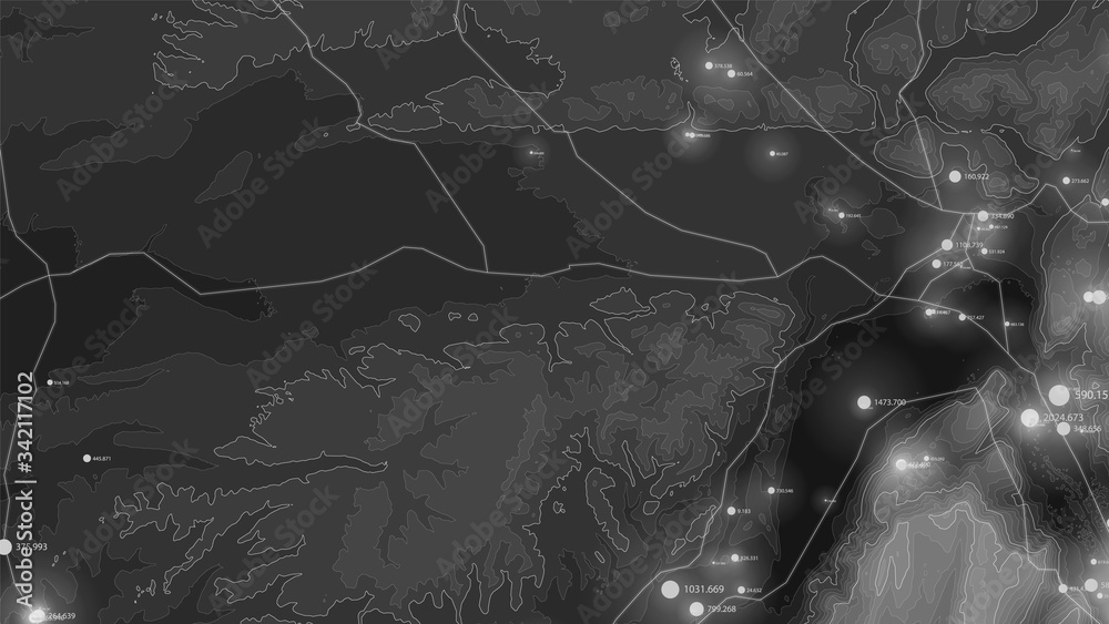 Poster terrain big data visualization. futuristic map infographic. complex topographical data graphic visua