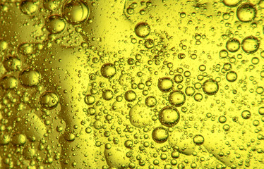 Sunflower Oil bubbles drops, macro photography