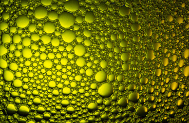 Sunflower Oil bubbles drops, macro photography