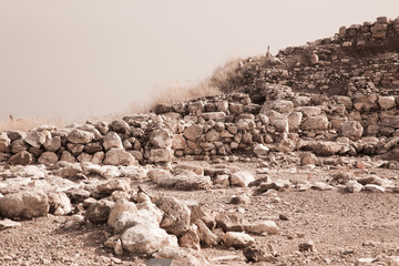 Ruins of Megiddo in Sepia Tone