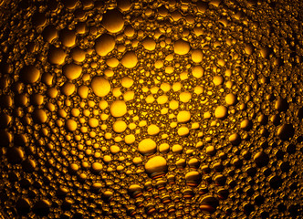 Sunflower Oil bubbles drops, macro photography