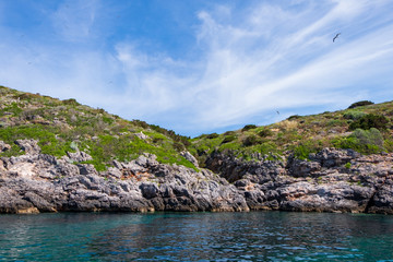Fototapeta na wymiar View of the rocky coast of Giannutri island (Tuscany, Italy).