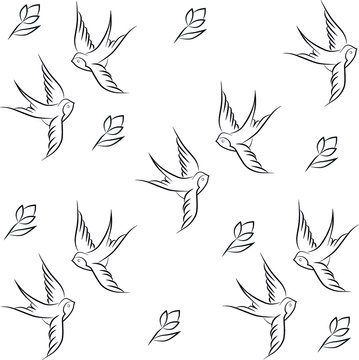 One Line art, swallow, bird, vector, illustration