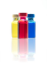 Colofull vaccine and medicine on white background