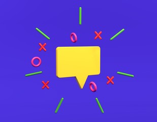 burbuja de diálogo sobre fondo azul representación 3D