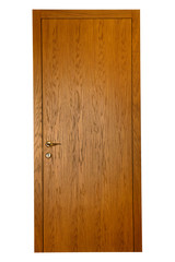 Wooden door isolated on white background