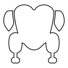 Chicken carcass raw Broiler meat Turkey food Hen farm product icon outline black color vector illustration flat style image