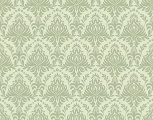 Fototapete Damask seamless pattern background. Vector classical luxury old damask ornament, royal victorian seamless texture for wallpapers, textile, wrapping. Vintage exquisite floral baroque template. © garrykillian