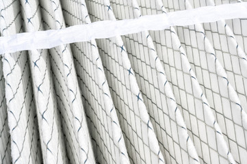 Selective focus on ridged new air filter with metal wire supports