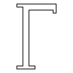 Gamma greek symbol capital letter uppercase font icon outline black color vector illustration flat style image