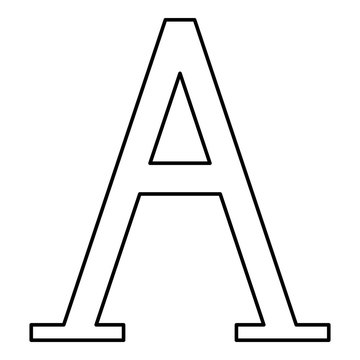 Alpha greek symbol capital letter uppercase font icon outline black color vector illustration flat style image