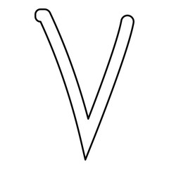 Nu greek symbol small letter lowercase font icon outline black color vector illustration flat style image