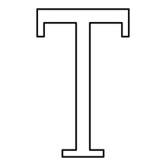 Tau greek symbol capital letter uppercase font icon outline black color vector illustration flat style image