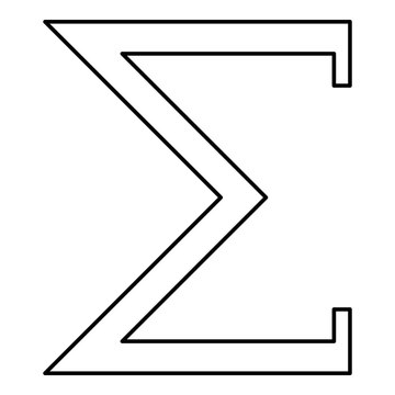 Sigma greek symbol capital letter uppercase font icon outline black color vector illustration flat style image