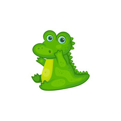 Naklejka premium Crocodile characters surprised or sad expression, vector illustration isolated.