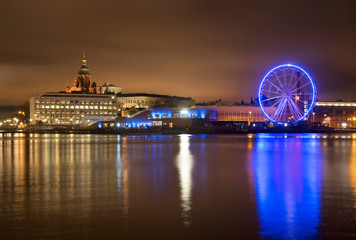View of night Helsinki. Finland