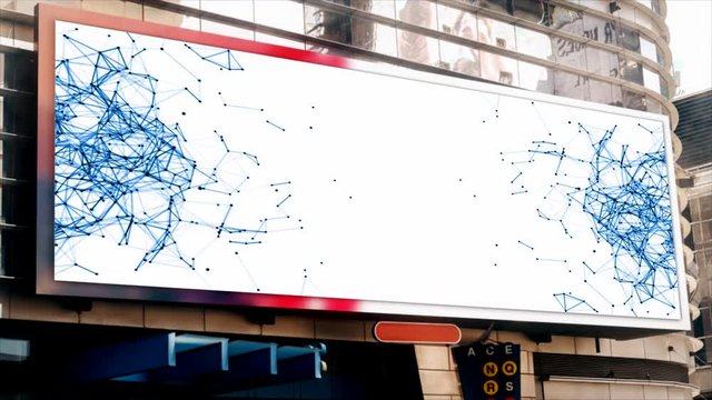 bigboard outdoor advertising, building, abstract plexus movement