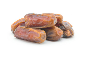 Date, tasty dry fruit isolated on white background, ramadan kareem food, copy space ( Phoenix dactylifera )