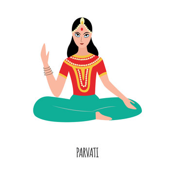 Parvati - Indian hinduism fertility goddess sitting in lotus pose