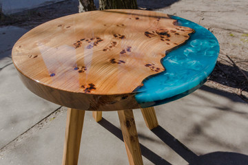 beautiful wooden table top made of slab and epoxy resin