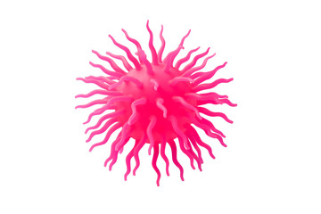 Virion - a particle of a new coronovirus that caused a pandemic. Isolated on a white background. A real photo of a rubber ball symbolizing a micro object.