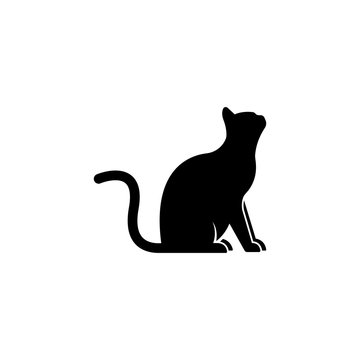 Sitting cat sillhouette. Logo icon vector.