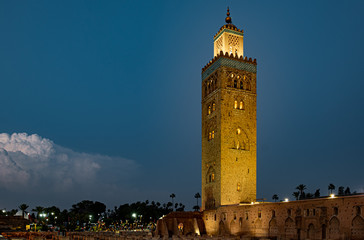 Fototapeta na wymiar Kasbah or Koutobia Mosque, Marrakech, Morocco, copy space