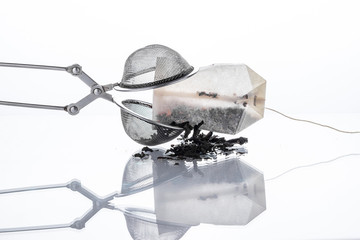 Tea strainer bites and chews a tea bag