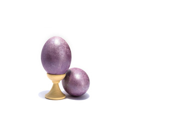 Two colored easter eggs isolated on the white background.