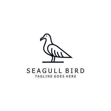 Minimalist Seagull Bird Logo Elegant Coastal Bird Line Art Vector for Nautical Branding Maritime and Nature Identity