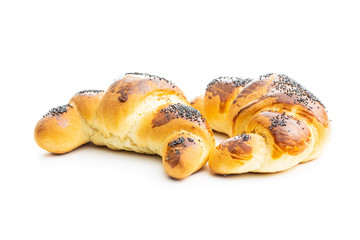 Sweet homemade croissants with poppy