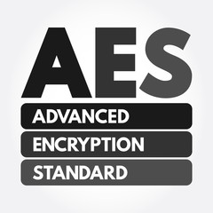 AES - Advanced Encryption Standard acronym, technology concept background