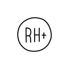Rh positive doodle icon, vector illustration