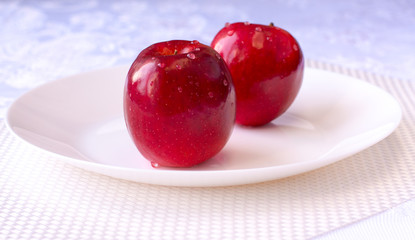 Beautiful apple still life, red apples on a white background