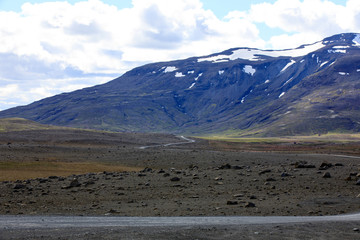 Kjolur / Iceland - August 25, 2017: Scenery along the Kjolur Highland Road, Iceland, Europe