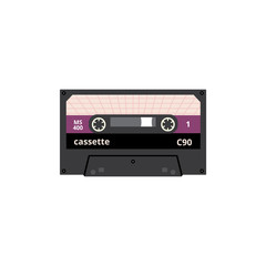 Grey vintage cassette tape isolated on white background