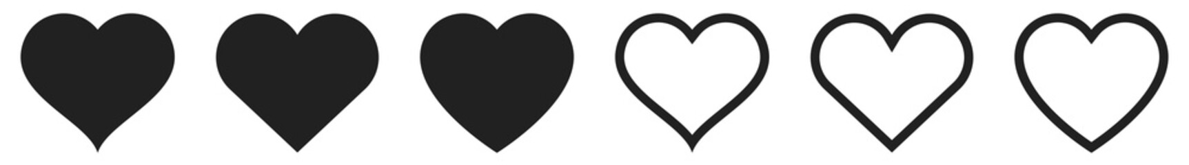  Heart icon set. Love symbols isolated. Like icon. Vector