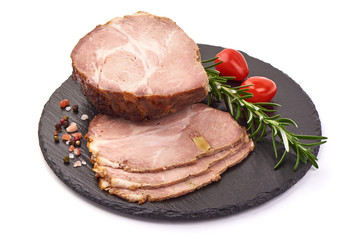 Boiled pork, isolated on white background