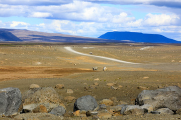 Kjolur / Iceland - August 25, 2017: Scenery along the Kjolur Highland Road, Iceland, Europe