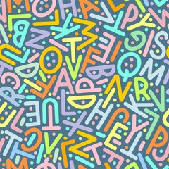 Multicolor pattern of letters of the English alphabet.