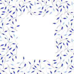 Fototapeta na wymiar Square frame of blue branches. White background.