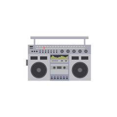 Cassette vintage stereo recorder cartoon icon flat vector illustration isolated.