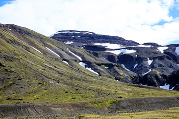 Kjolur / Iceland - August 25, 2017: Scenery along the Kjolur Highland Road, Iceland, Europe