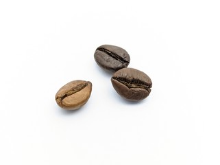 Roasted coffee beans on a white background cutout