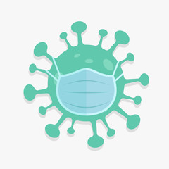 abstract coronavirus with a mask. Corona Virus in Wuhan, China, Global Spread, and Concept Stopping Corona Virus. Flu and lung disease spreading of the world. Dangerous  corona virus, risk alert.