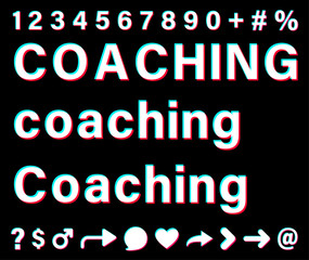 Coaching white sign on black background.